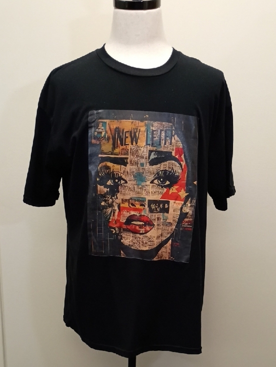 Pod USA Other - Pod USA Black Graphic Tee Pop Art Face Print Short Sleeve Size 2XL
